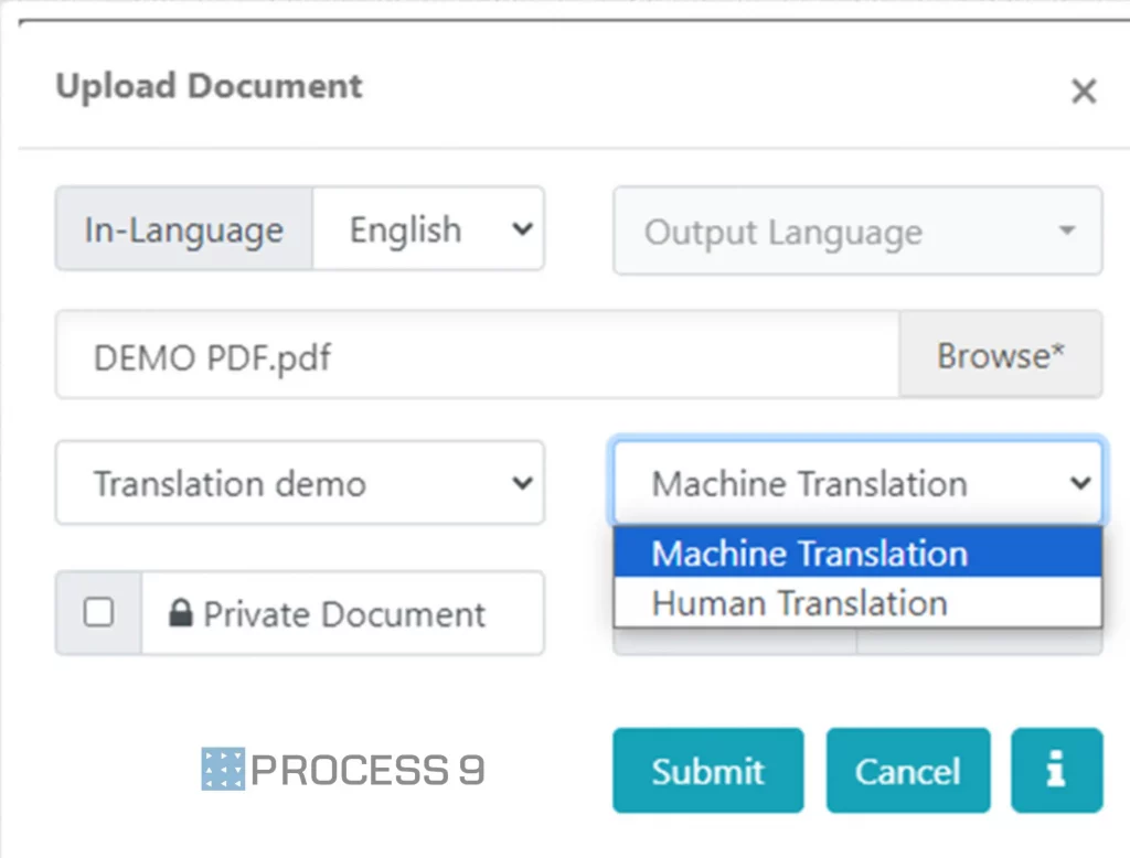 Choose between machine translation and human translation for PDF translation