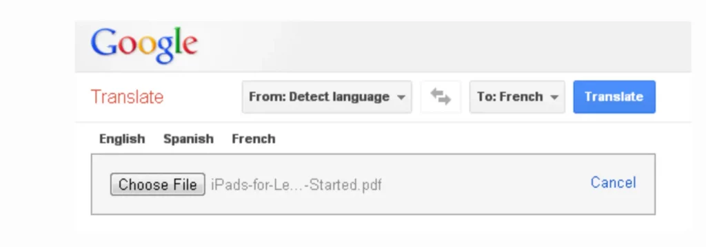 Google PDF translator